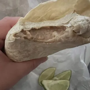 Bean burrito no cheese
