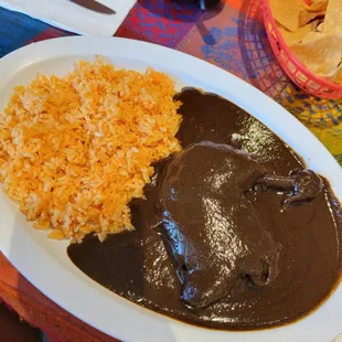 Black Mole with Pollo and red rice