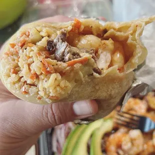 Steak and Shrimp Fried Rice Burrito