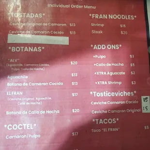 New Menu Prices.