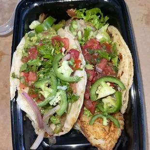 Fish Taco, Sauteed Veggies Taco