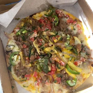 Blk Beans &amp; Veggies Pizza with pinto beans instead