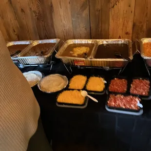 a buffet of food