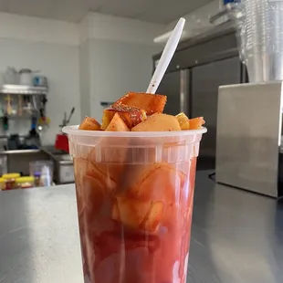 Fruit Cups without cucumber. Extra chamoy