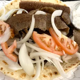 a close up of a taco