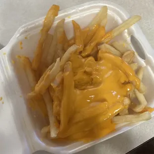 Cheese fries served piping hot