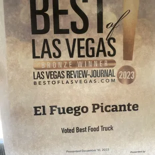 Best of Las Vegas Bronze winner 2023!