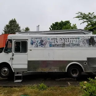 Food truck viewed from street.