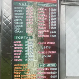 El gallito Mexican food truck menu!!