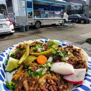 3 Carne asada tacos. 3 dollars each. (JAN22)