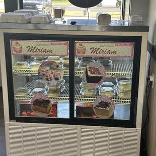 a display of desserts