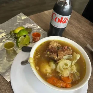 Great day for a big bowl of Soup. Under those lime wedges are 2 Industrial strength professional grade Jalapenos.