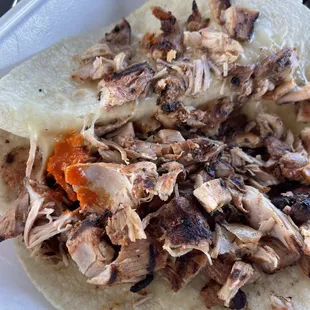 Pollo asado and beef asado quesadillas! Really good! The tortillas are so fresh.