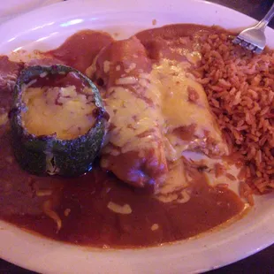 Enchiladas and a &quot;chile relleno&quot;