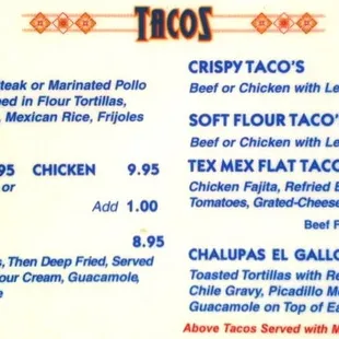 Menu-Tacos