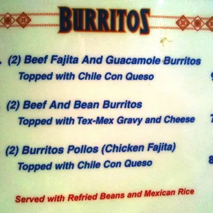 Menu-Burritos