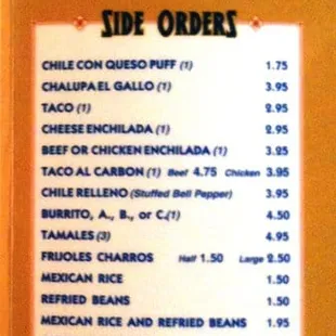 Menu-Sides