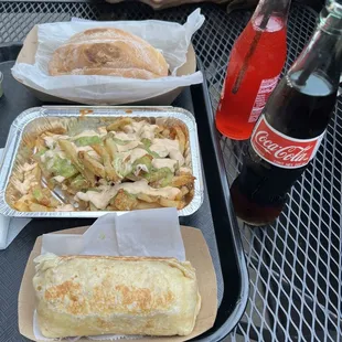 Baby chicken burrito Torta Gallo Fries