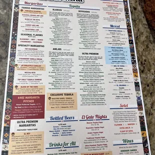 a menu for a mexican restaurant