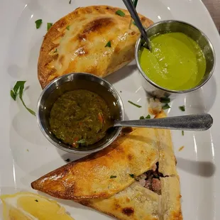 Caprese &amp; Arabes Empanadas with Chimichurri &amp; Cilantro Lime sauces