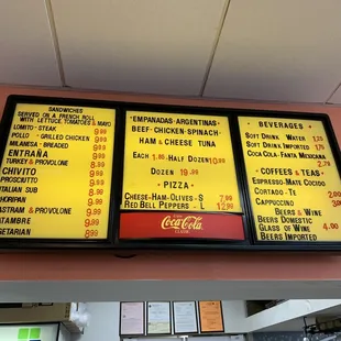 Menu as of 1/2022