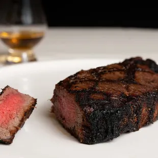 NY strip and whisky