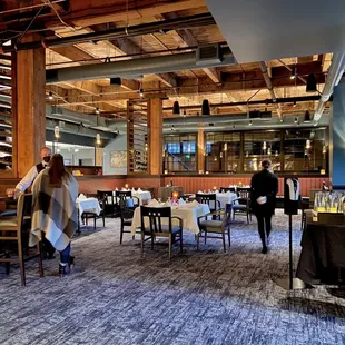 Dining room area at the new location on Western Ave