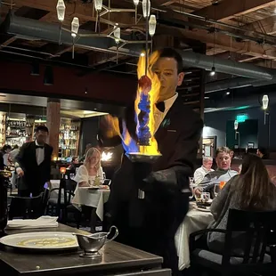 Flaming tenderloin brochette