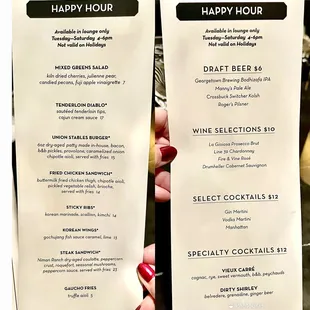 Happy Hour Menu - Dec 2022