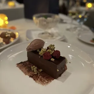 Chocolate silk torte &amp; vanilla bean ice cream.