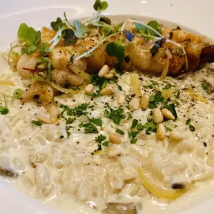 Risotto with lobster.... The lobster was super salty  and the risotto was a bit too watery for my liking.