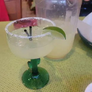 a margarita and a pitcher