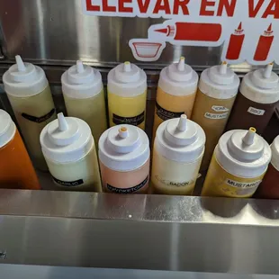 a variety of condiments