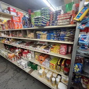 shelves of food