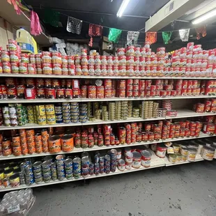 shelves of canned food