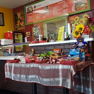 Front counter and selection of Mexican dulces for sale...