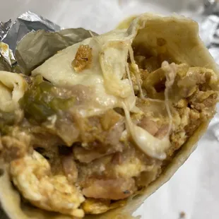 They call it "The big one" it's a bfast burrito with chorizo, potatoes, egg, cheese and beans