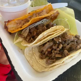 Carne asada tacos and quesabirria taco