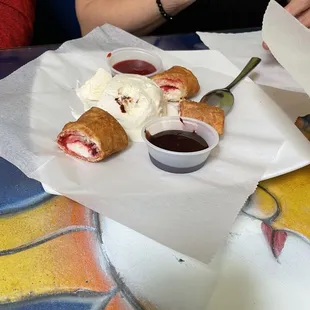 Fried raspberry chimichanga