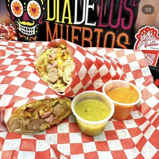 Breakfast and lunch burritos