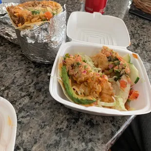 Burrito El Gordo and Shrimp Taco