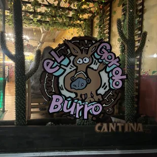 a sign in the window