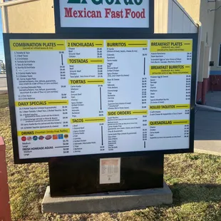 Full menu of great food!