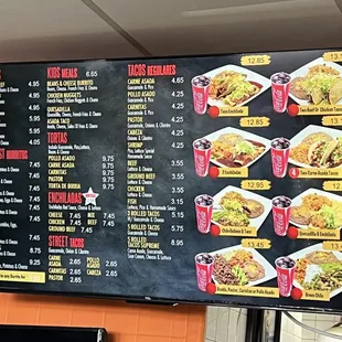 tacos, menu