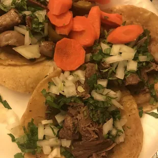 Tripas and lengua tacos.