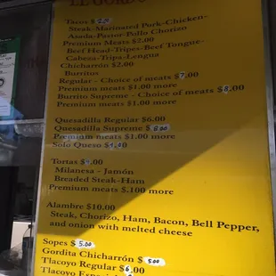 menu
