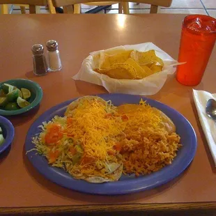 Chicken Tacos W/Rice &amp; Beans