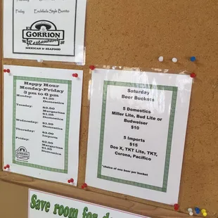 Daily specials and beer. They also serve dessert.