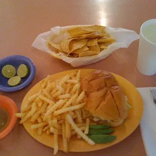 Carne Asada Torta With Fries &amp; Lemonade
