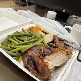 Chicken. Green beans. Red potatoes.